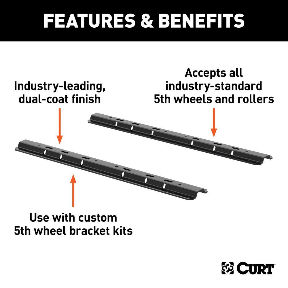 CURT Universal 5th Wheel Base Rails (Carbide Black) 16204