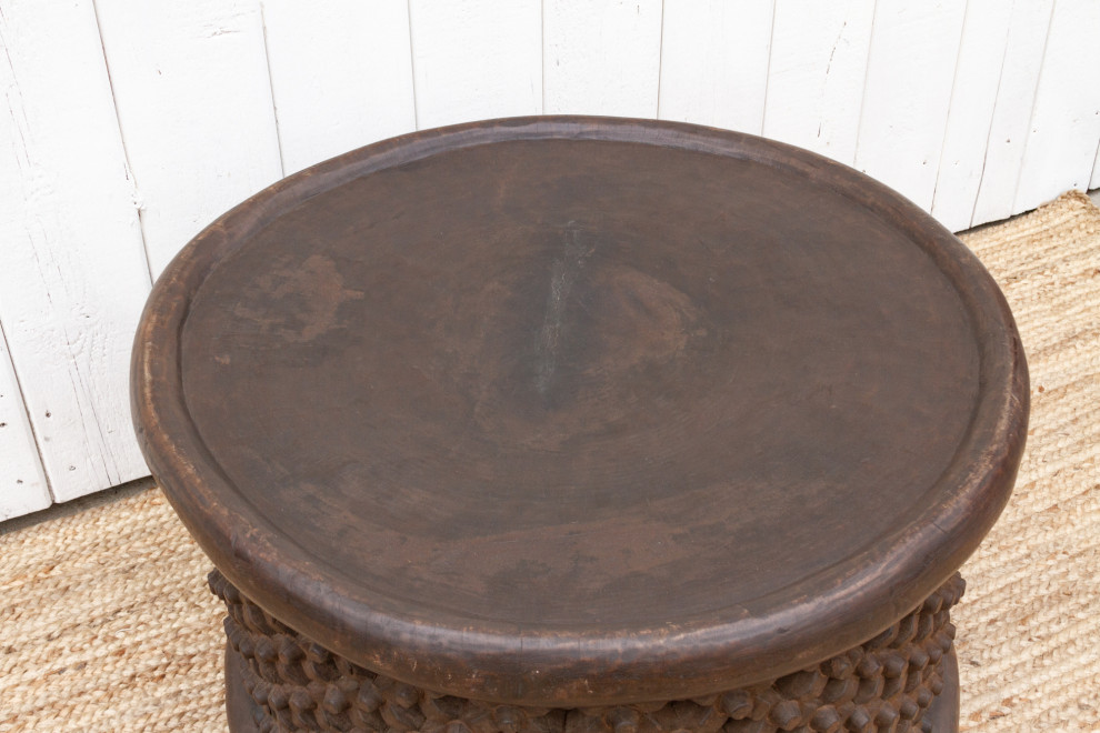 Deep Brown Round Bamileke Coffee Table   Mediterranean   Coffee Tables   by De cor  Houzz