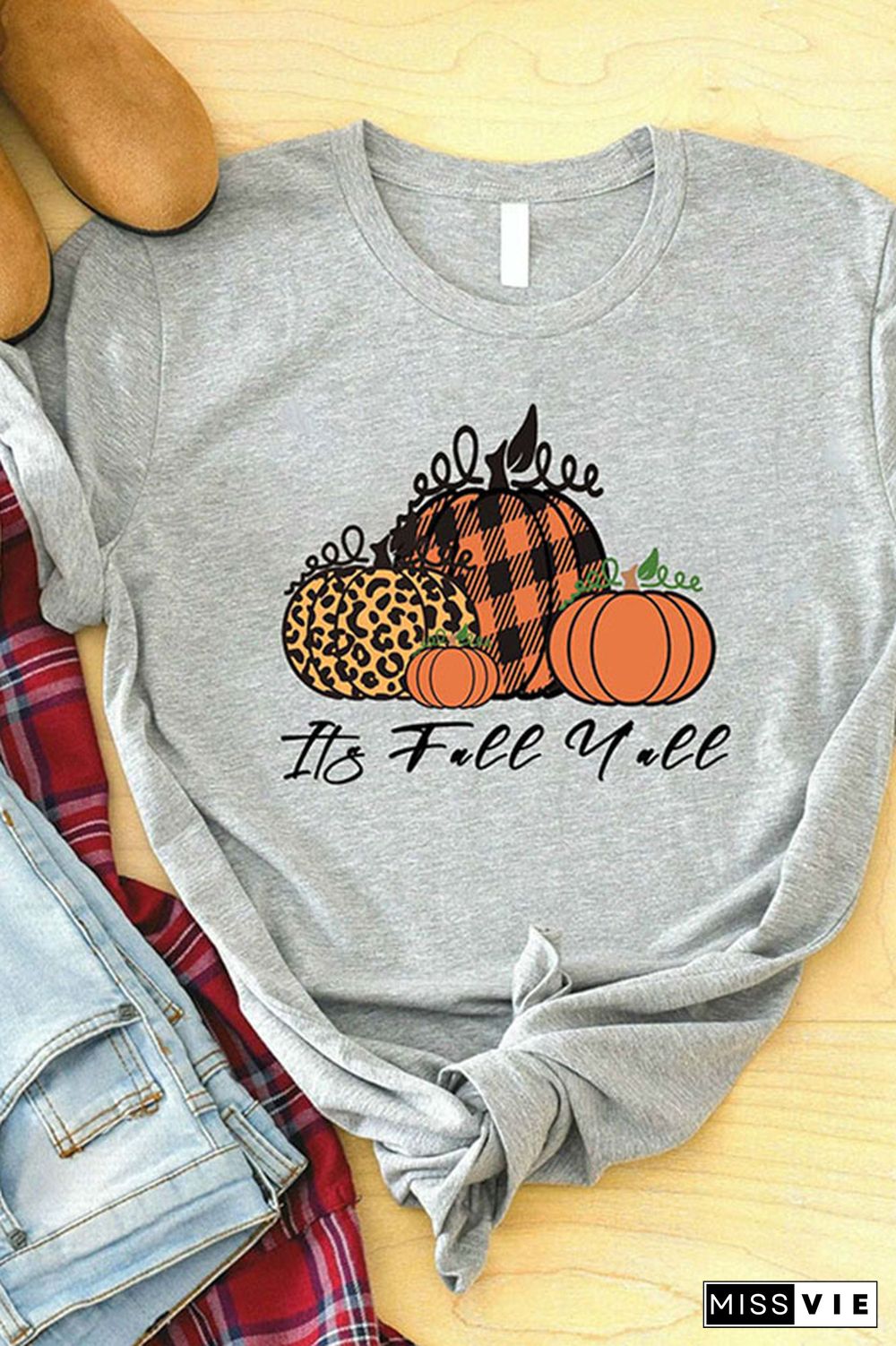 Pumpkin Fall Y'all Shirts Women Graphic Tees Wholesale