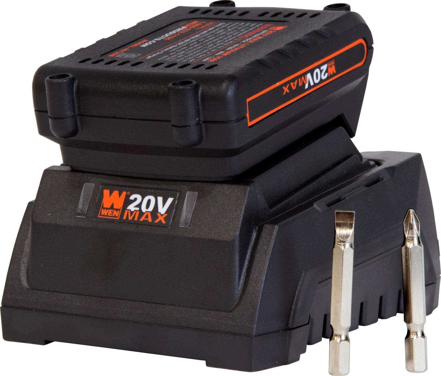 WEN 20-Volt MAX Lithium-Ion Cordless 1/4-Inch Impact Driver w/ Battery， Bits， Charger and Carrying Bag