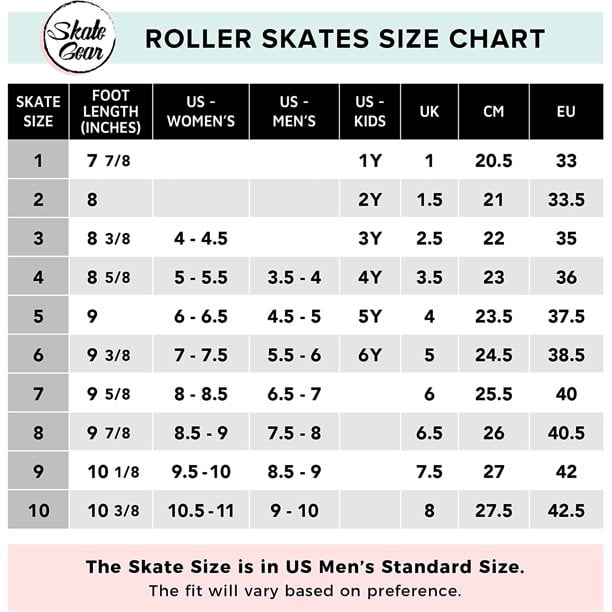 Skate Gear Extra Support Quad Roller Skates， Holiday Gift for Adults (Black， Women's 6 / Youth 5 / Men's 5)