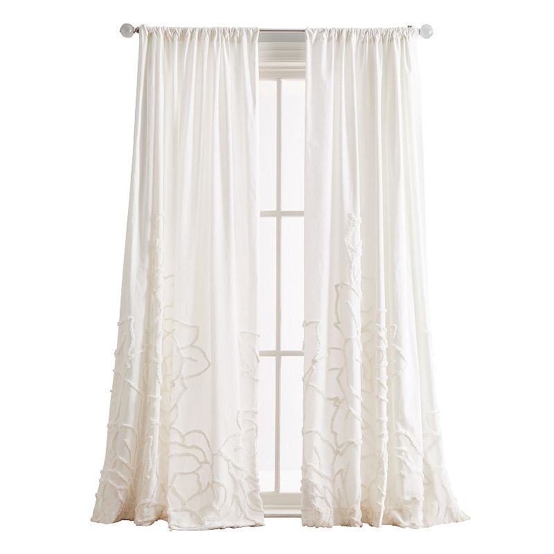 Peri Chenille Rose Poletop Window Curtain Set