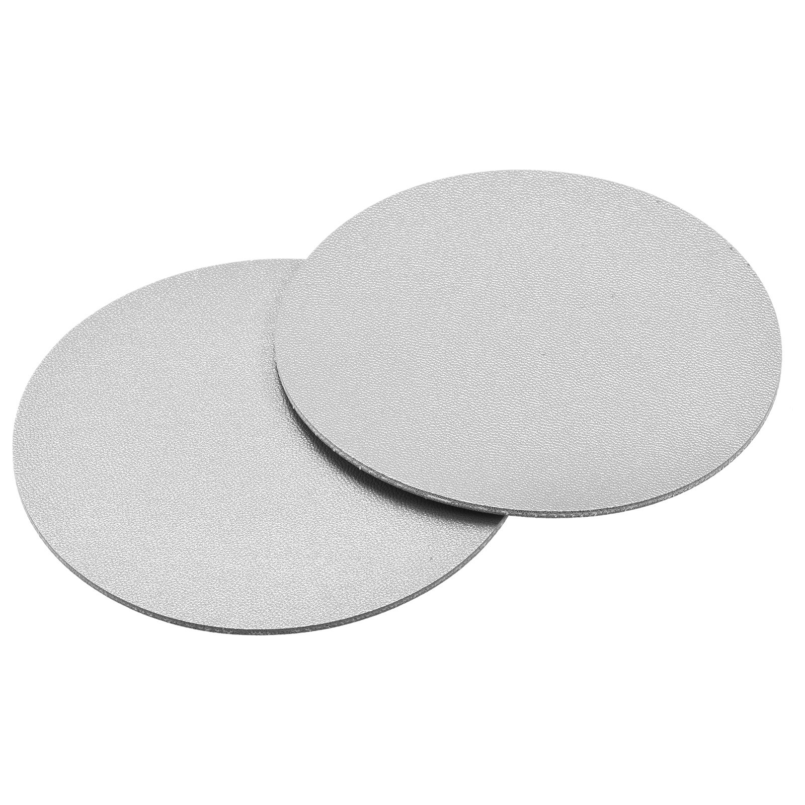 102mmRound Coasters PU Cup Mat Pad for Tableware Silver Tone 2pcs - Silver Tone