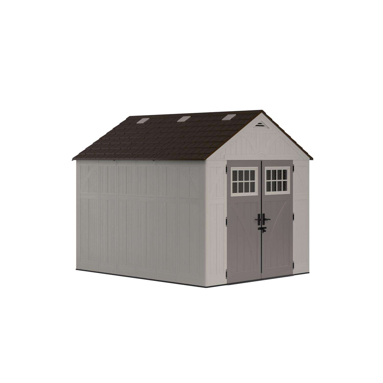 Suncast Tremont 8 ft. x 10 ft. Resin Vertical Peak Storage Shed with Floor Kit