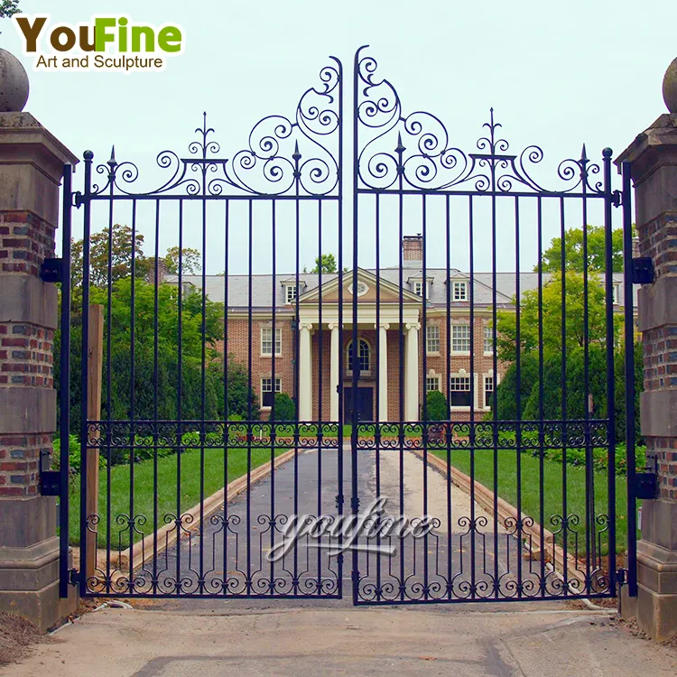 Luxury factory price modern wrought iron main gate design