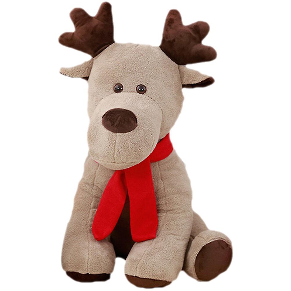 Stuffed Elk Doll Christmas Stuffed Toy Scarf Elk Doll Desktop Ornaments Plush Doll