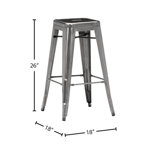 (Set of 2) Williston Modern Industrial Gunmetal Steel Counter 26” and Bar 29” Stool