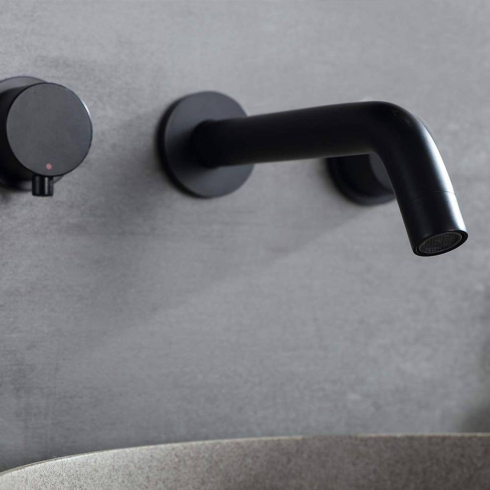 Satico Double Handle Wall Mounted Bathroom Faucet with Handle in Matte Black BF6500013RB