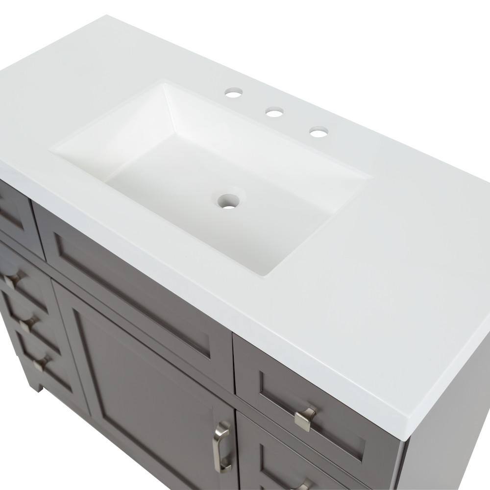 Home Decorators Collection Rosedale 42 in. W x 18.75 in. D Bath Vanity in Taupe Gray with Cultured Marble Vanity Top in White with White Sink RD42P2-TG