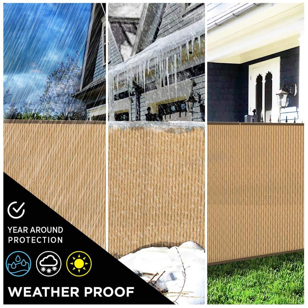 BOEN 5 ft. x 50 ft. Beige Privacy Fence Screen Netting Mesh with Reinforced Grommet for Chain link Garden Fence PN-30066