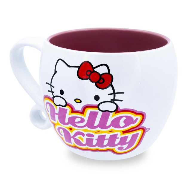 Silver Buffalo Sanrio Hello Kitty Hearts Ceramic Coffee Cup With Loop Handle Holds 16 Ounces