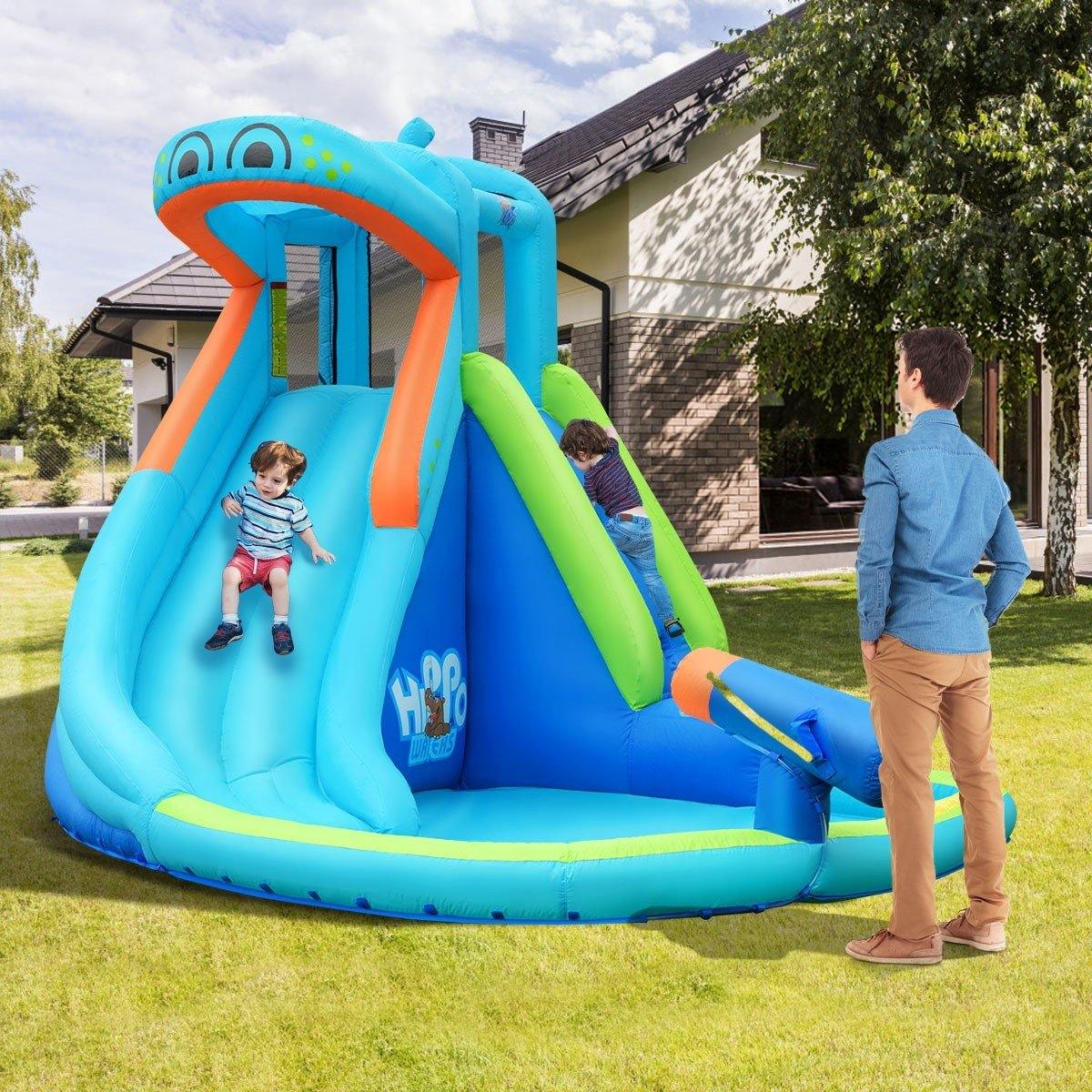 Inflatable Water Slide, Hippo Themed Bounce Hous