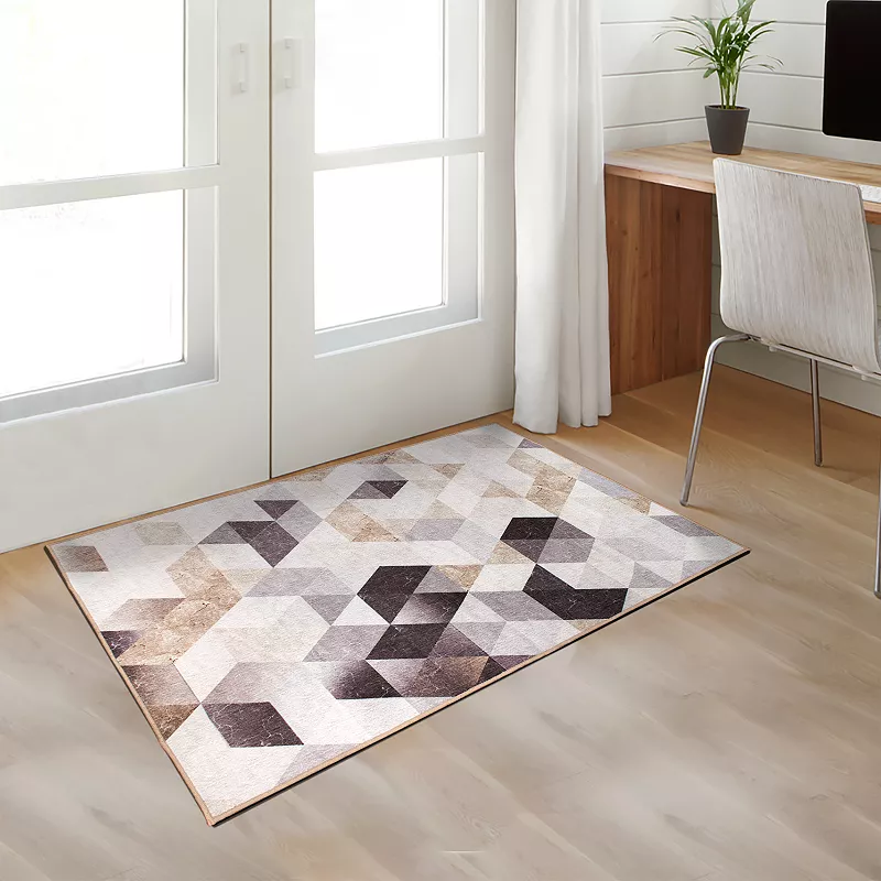 My Magic Carpet Lattice Geometric Machine Washable Rug