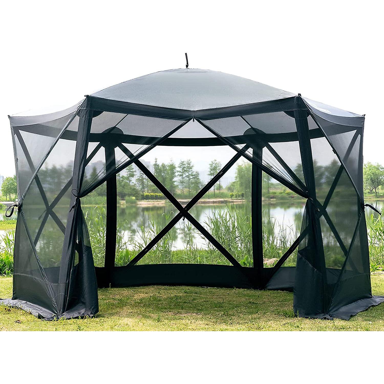 Pop Up Gazebo Screen House Tent For Camping 11.5 Ft For 8-10 Person Instant Canopy Shelter With Netting Portable For Outdoor， Backyard