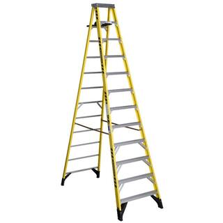 Werner 12 ft. Fiberglass Step Ladder with Shelf 375 lb. Load Capacity Type IAA Duty Rating 7312S