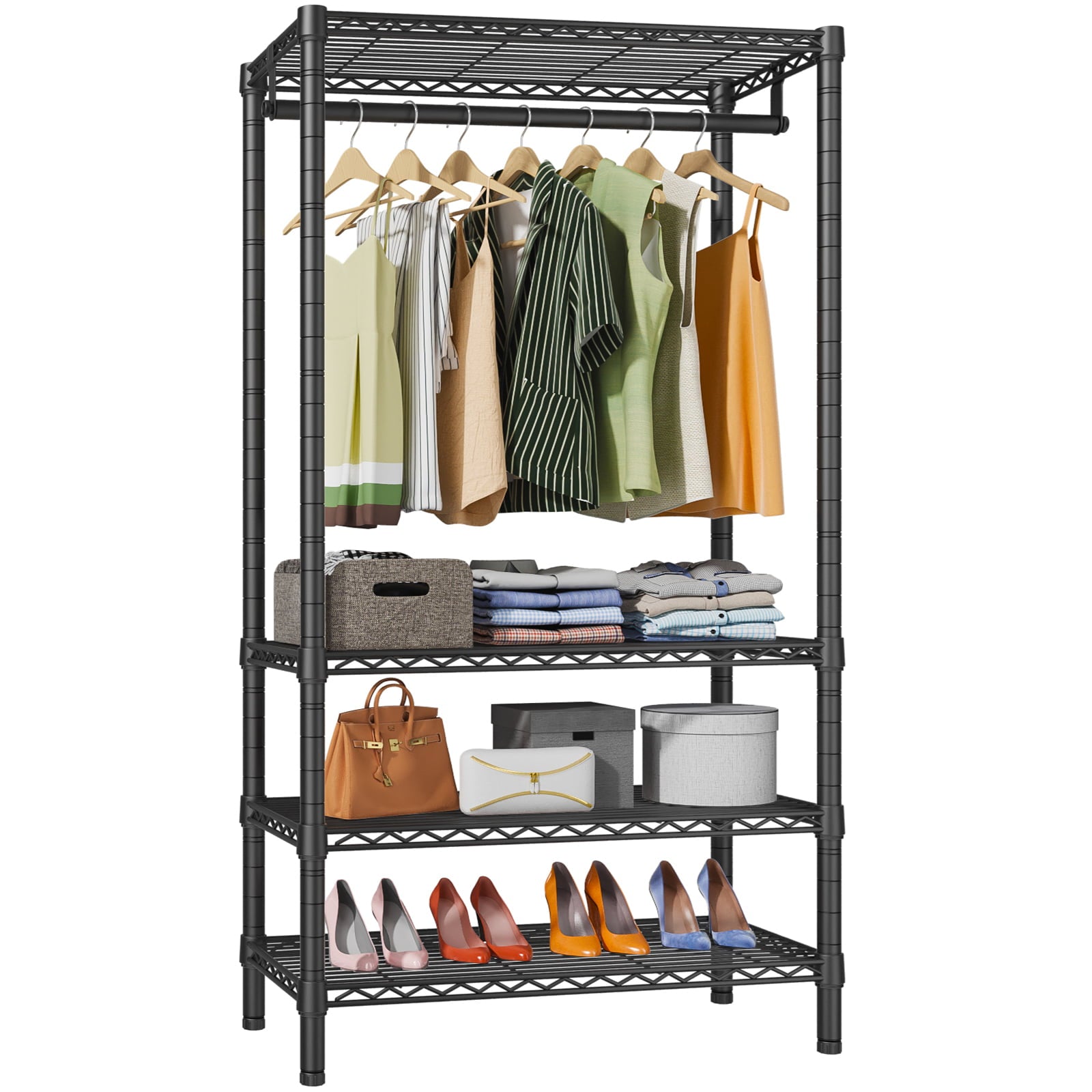 VIPEK V1S 4 Tiers Wire Garment Rack, 35.4'' L X 15.7'' W X 70.9'' H, Max Load 500LBS, Black