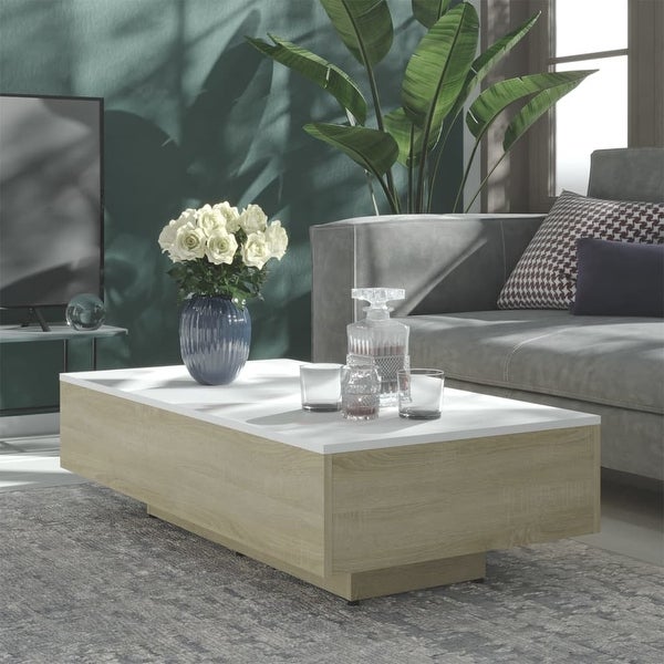 vidaXL Coffee Table White and Sonoma Oak 45.3