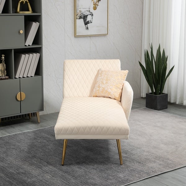 Modern Lounge Chaise Leisure Sofa Accent Chair Upholstered Couch Loveseat Sofa， Tufted Seat with Accent Pillow and Metal Legs