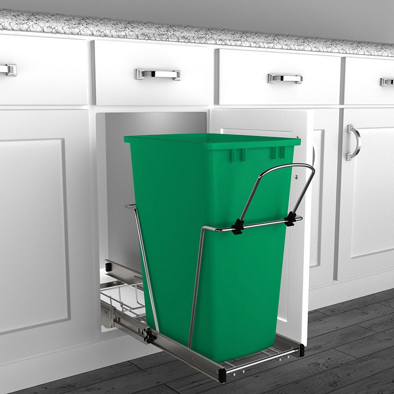 Rev-a-shelf Pull Out Trash Can 35 Qt For Kitchen Cabinets， Green， Rv-12kd-19c-s