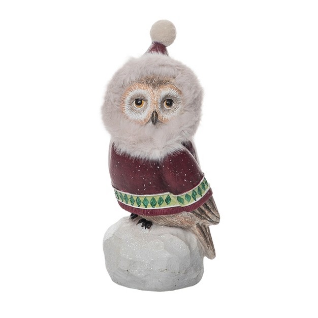 Transpac Resin 9 In Multicolored Christmas Snowy Owl Figurine