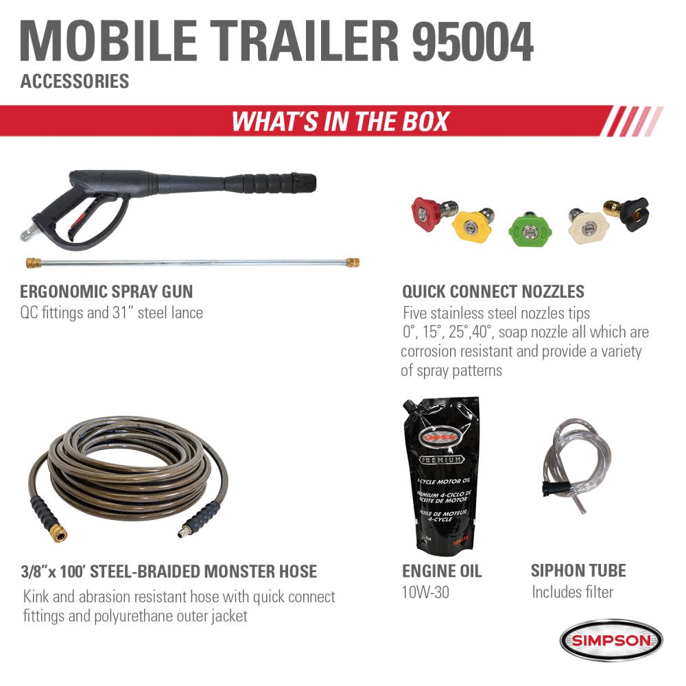 Simpson Cold Water Professional Gas Pressure Washer Trailer 4200 PSI ; 49 State Certified ;