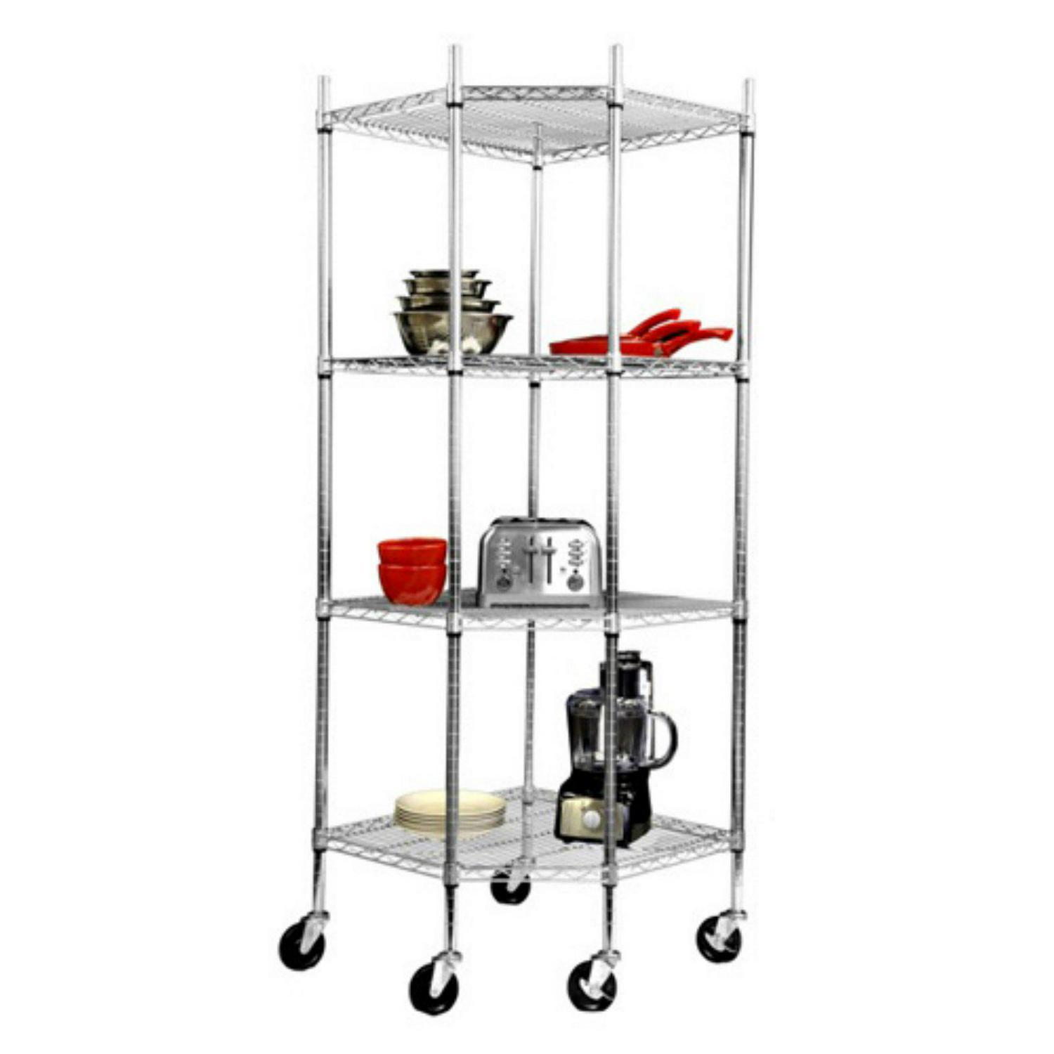 Trinity 4 Tier EcoStorage Corner Shelving with Wheels