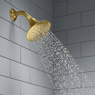 KOHLER Forte 1-Spray Pattern 5.5 in. Wall-Mount Fixed Shower Head in Vibrant Brushed Moderne Brass REC10282-G-2MB