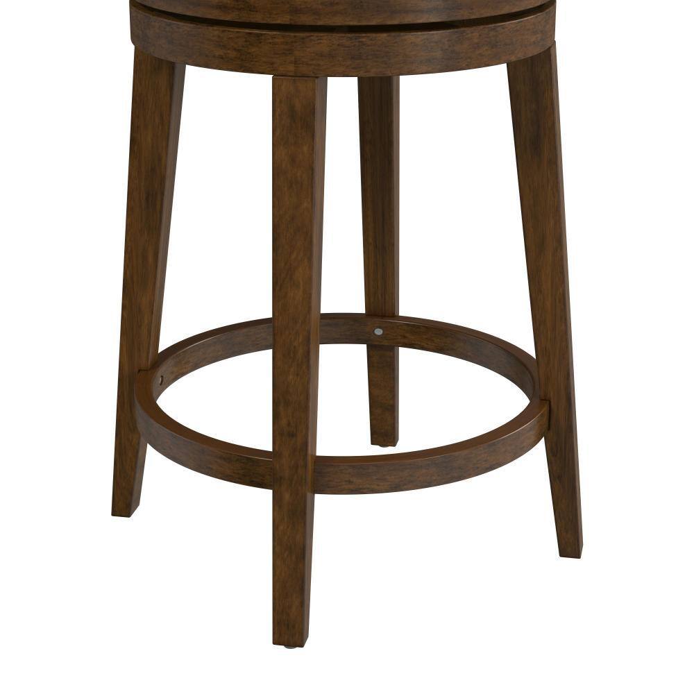 Hillsdale Furniture Lawton 36 in. Brown Low Back 27 in. Swivel Counter Stool with Aged Brown Faux Leather seat and back with Nail head trim 4839-826P