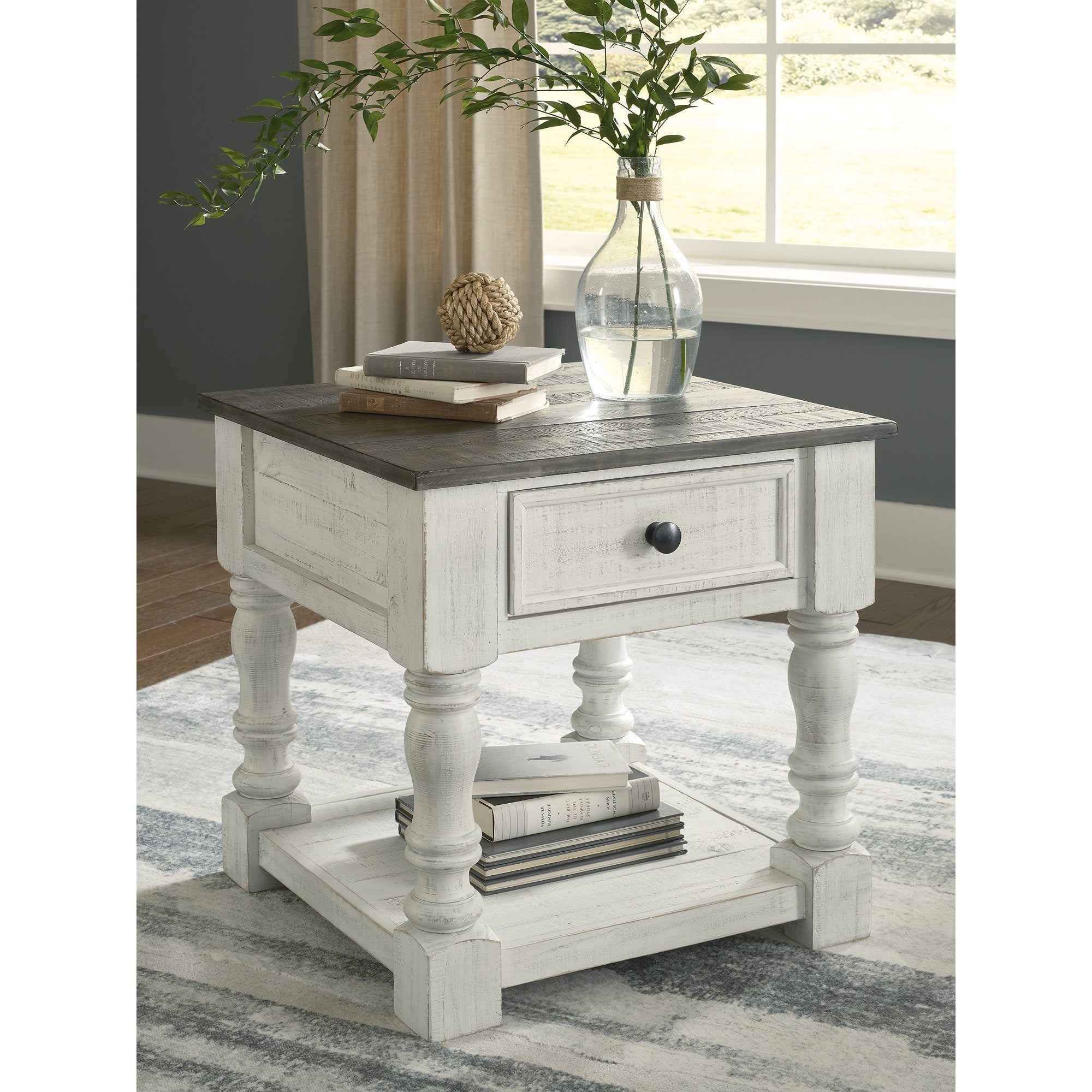 Ashley Furniture Havalance White/Gray Square End Table - 25