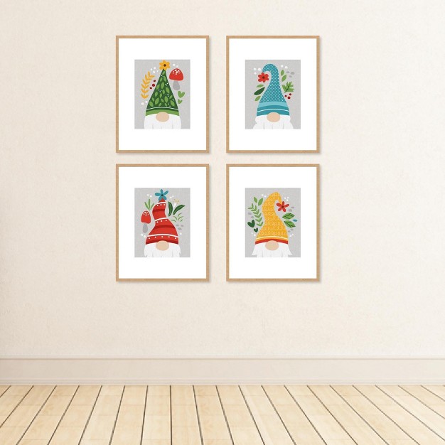 Big Dot Of Happiness Garden Gnomes Unframed Forest Gnome Linen Paper Wall Art Set Of 4 Artisms 8 X 10 Inches