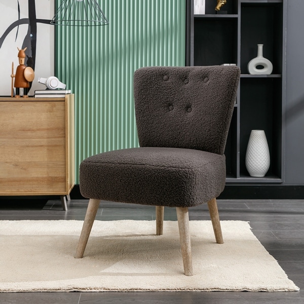 Kata Tufted Back Fabric Farmhouse Slipper Chair With Black Metal Legs