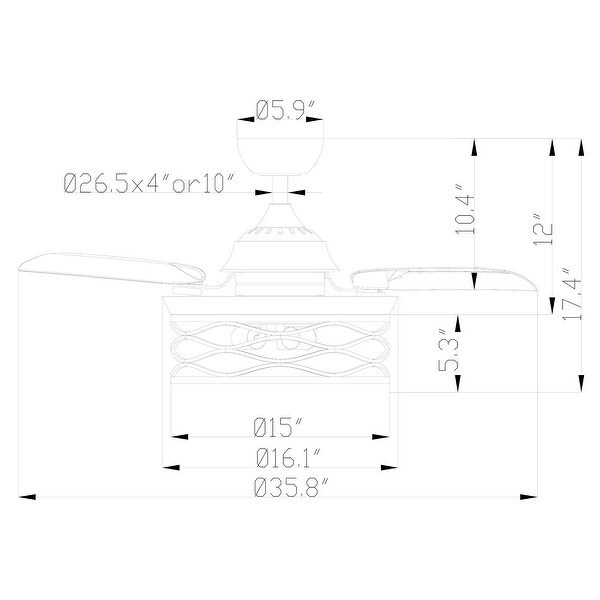 36-inch Retractable 3-Blade Modern Metal Chandelier Ceiling Fan with Remote Shopping - The Best Deals on Ceiling Fans | 38528970