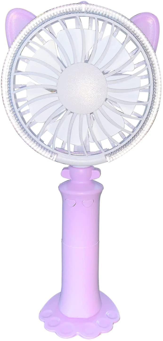 Portable Handheld Cat Fan， Battery Operated Small Usb Rechargeable Personal Fan With 2 Speeds