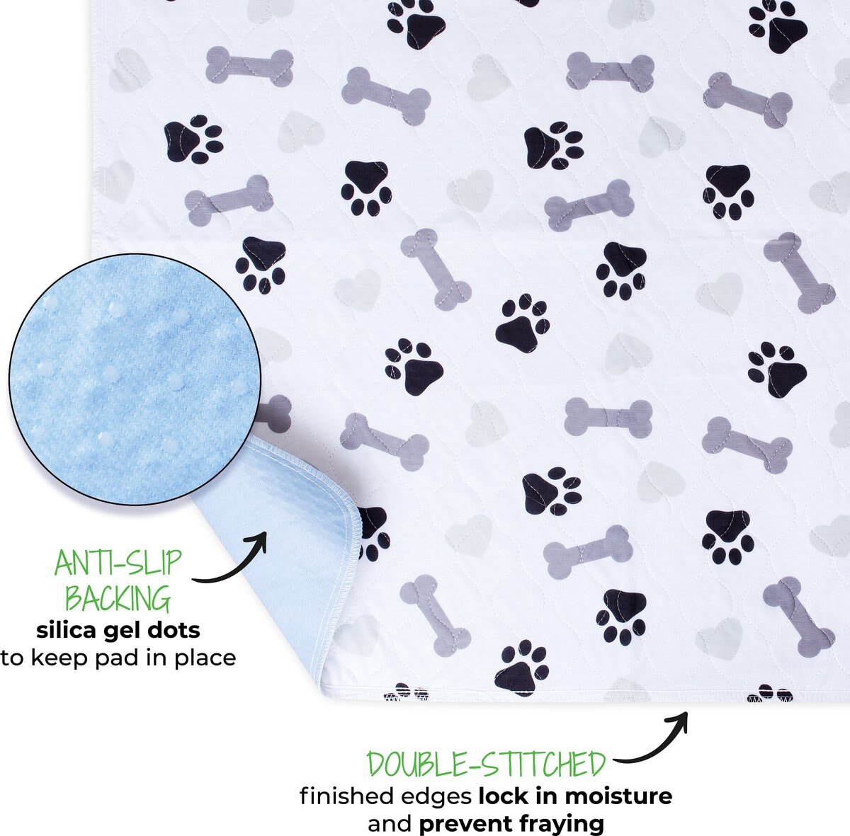 Green Lifestyle Printed Reusable Cat and Dog Pee Pads， Blue and White