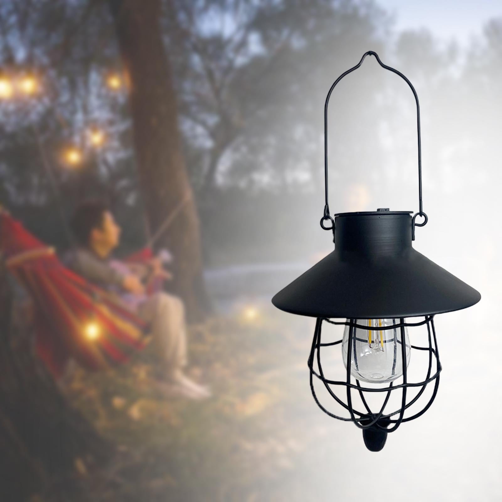 Industrial Style Outdoor Hanging Solar Light Lantern Lamp Iron Tungsten Lamp Decorative for Patio Backyard Yard Porch Decoration