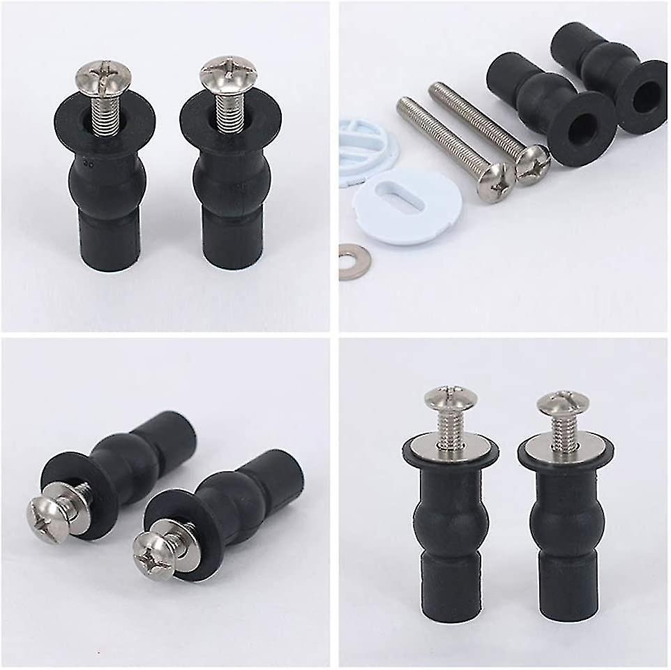 Botao Toilet Seat Fittings，toilet Seat Hinges Screws Toilet Seat Fixings Expanding Rubber Top Nuts Screws(4pcs， Black)