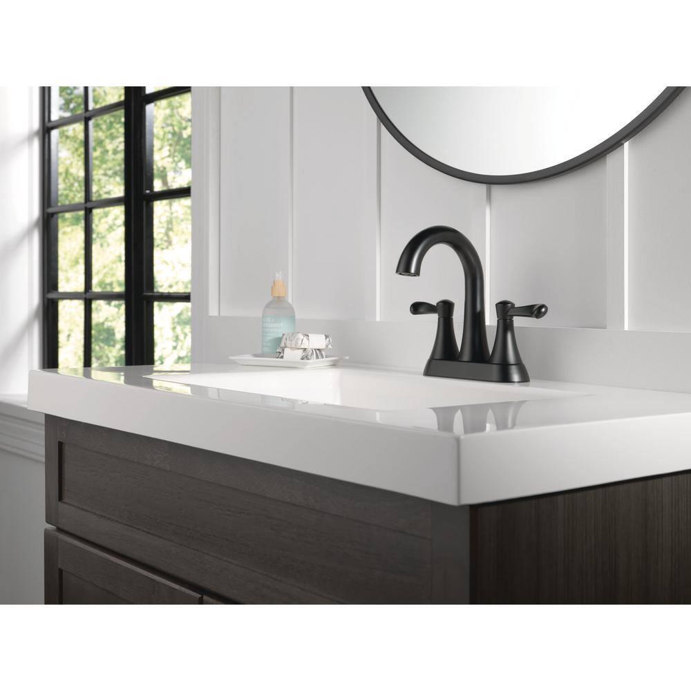 Delta Esato 4 in Centerset Double Handle Bathroom Faucet in Matte Black