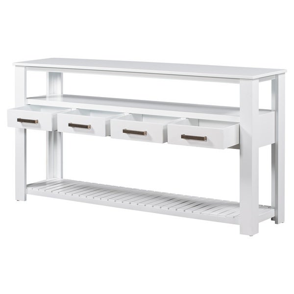 Modern Console Table Sofa Table with 4 Drawers and 2 Shelves for Living Room