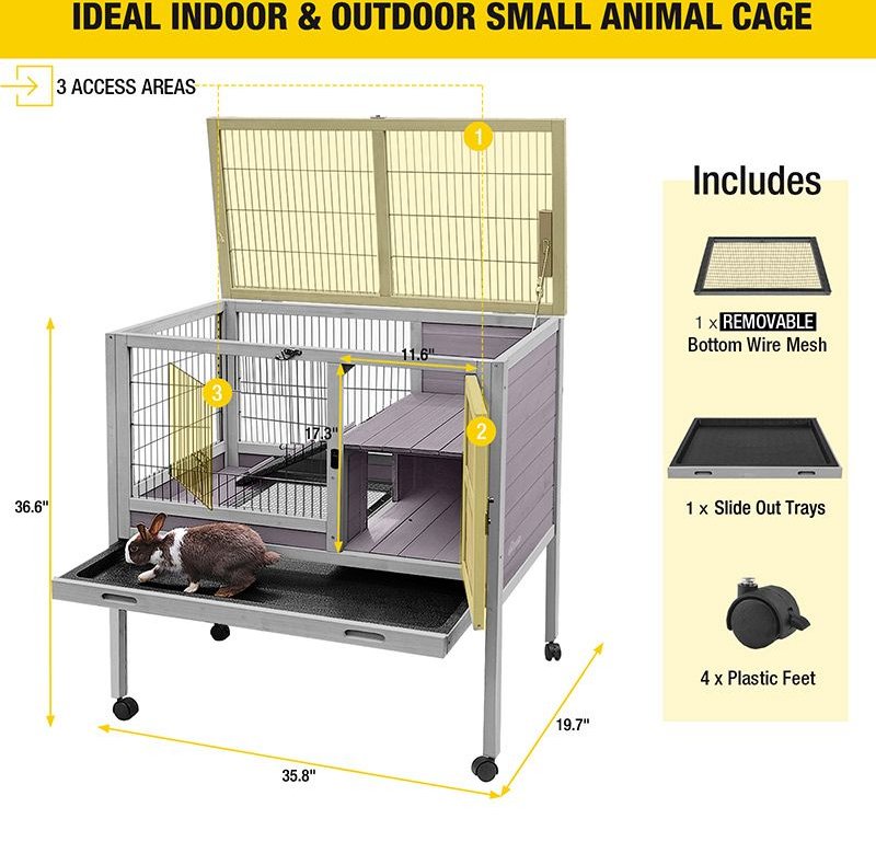 Aivituvin Rabbit Hutch with Pull Out Tray， Small