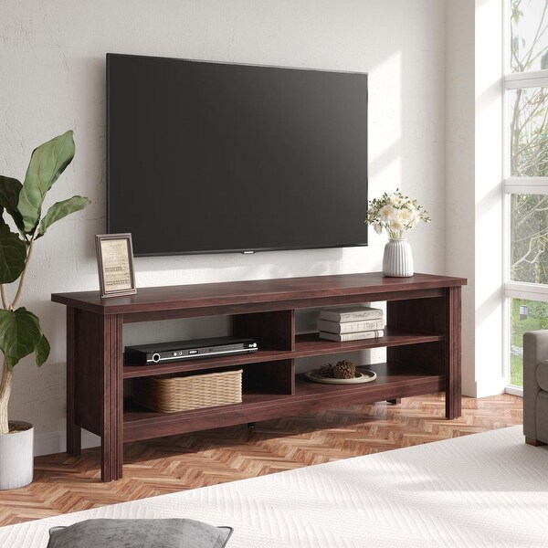 LED TV Stand for 65-75 Inch TV， TV Console with Warm White LED Light