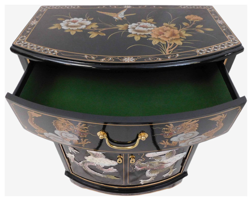 Dragon Mother of Pearl Inlaid Cabinet With Drawer and Doors.   Asian   Accent Chests And Cabinets   by Oriental Furnishings  Houzz