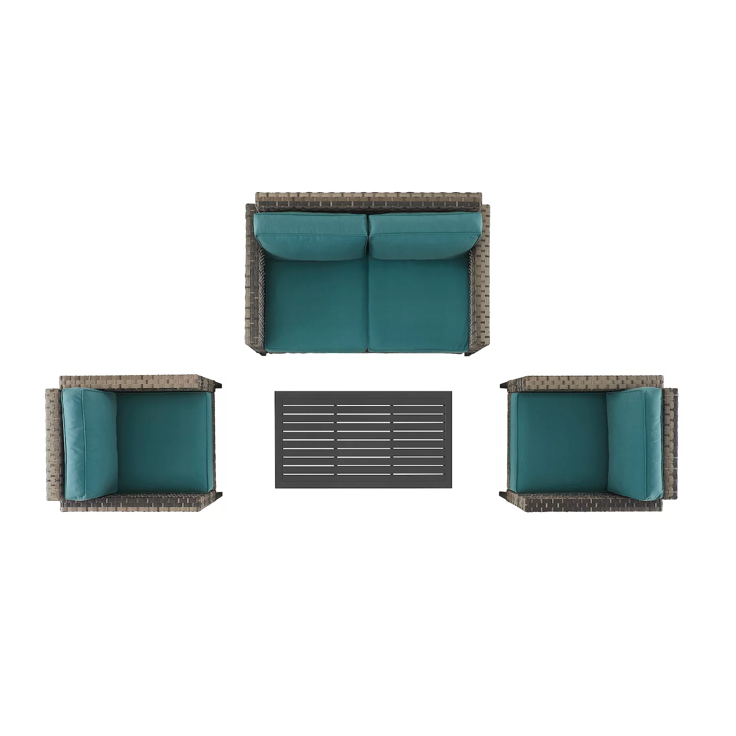 Crosley Prescott Outdoor Conversation Loveseat， Chair and Coffee Table 4-piece Set