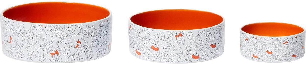 Disney Winnie the Pooh Orange No-Skid Ceramic Dog and Cat Bowl