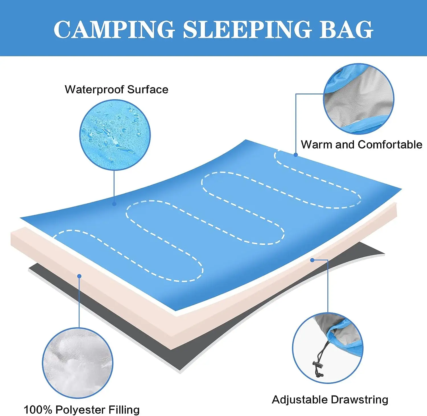 4 Season Polyester Camping Sleeping Bags for Adults Kids   Girls with Storage Bag