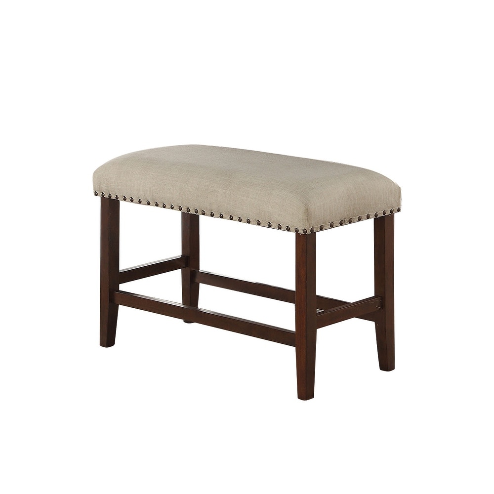 Upholstered Cream Cushion Dining Bench  Cherry Brown