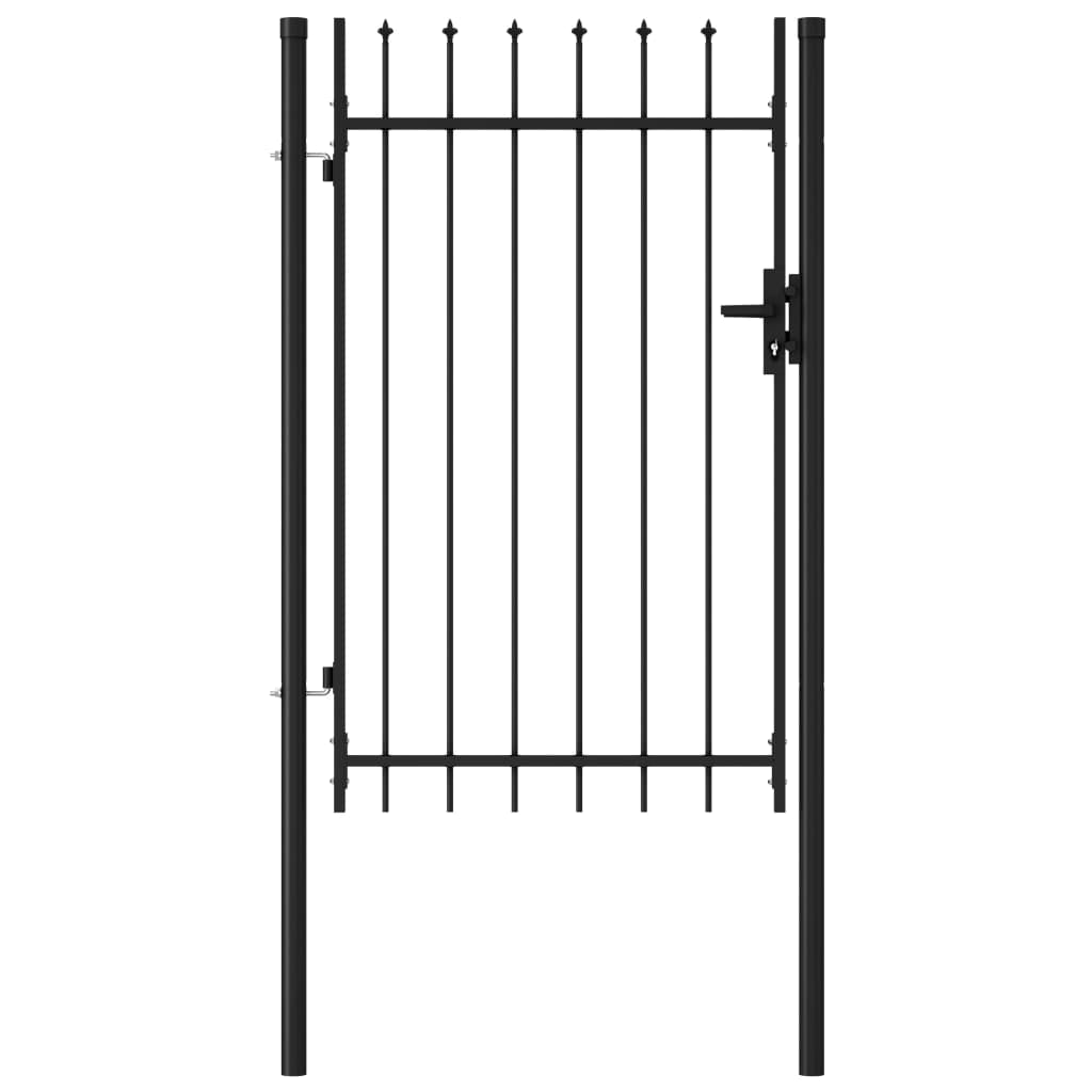 Charmma Fence Gate Single Door with Spike Top Steel 3.3'x4.9' Black