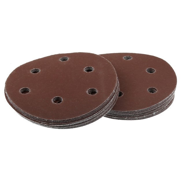 Unique Bargains 6 Hole Aluminum Oxide Sanding Discs 400 Grit Round Sandpaper 5 Inch Reddish Brown 30 Pcs