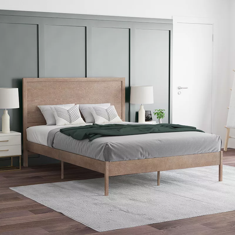 Emma and Oliver Ashton Classic Wooden Platform Bed with Headboard