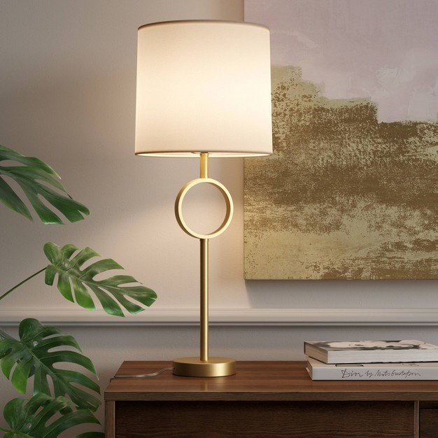 Large Metal Ring Table Lamp includes Led Light Bulb Brass