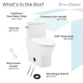 Swiss Madison Sublime II 1-Piece 1.28 GPF Single Flush Round Toilet in Glossy White Seat Included SM-1T260